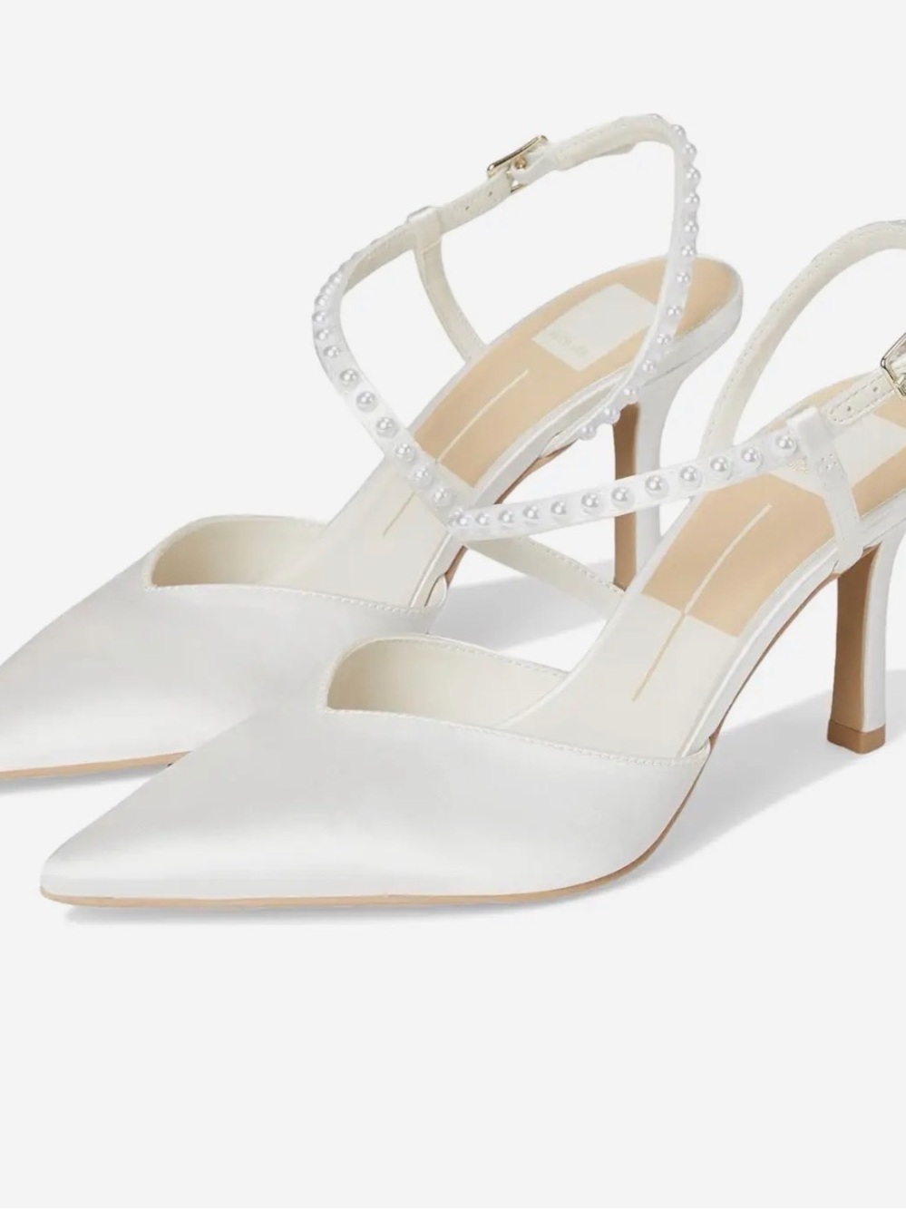 Dolce Vita White Kamra Pearl-Strap Pointed Toe Heels